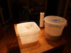 Four lbs. of my "mixed grist" grains and the "brew bag."